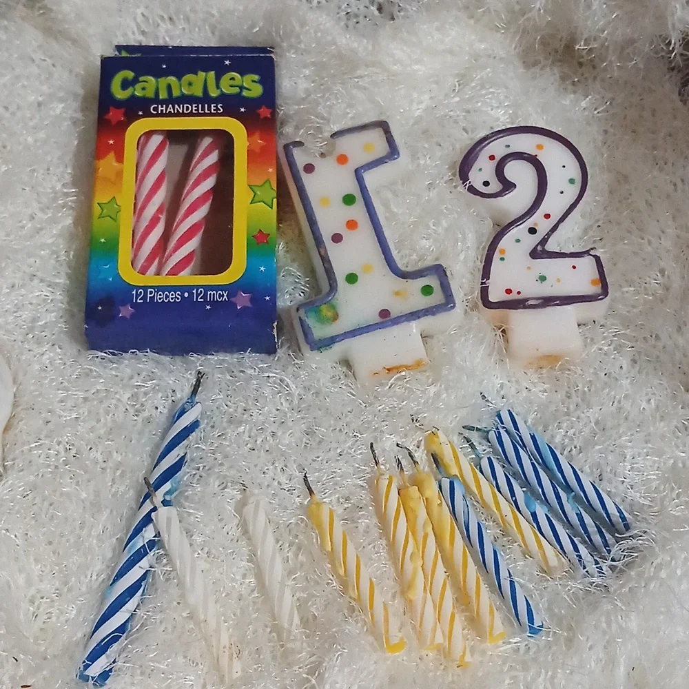 Colorful Birthday Candle Set with Number 1 and 2